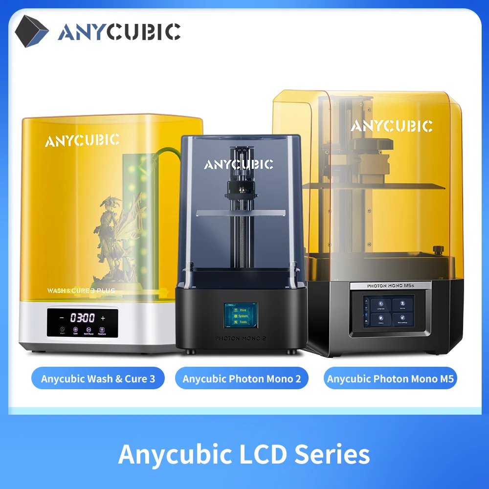 ANYCUBIC DLP SLA LCD 3D Printer High Speed 3D Resin Printer Photon Mono 4, X 6Ks, M5s Pro, M7 Pro, M3 Max, D2&Wash Cure Machine