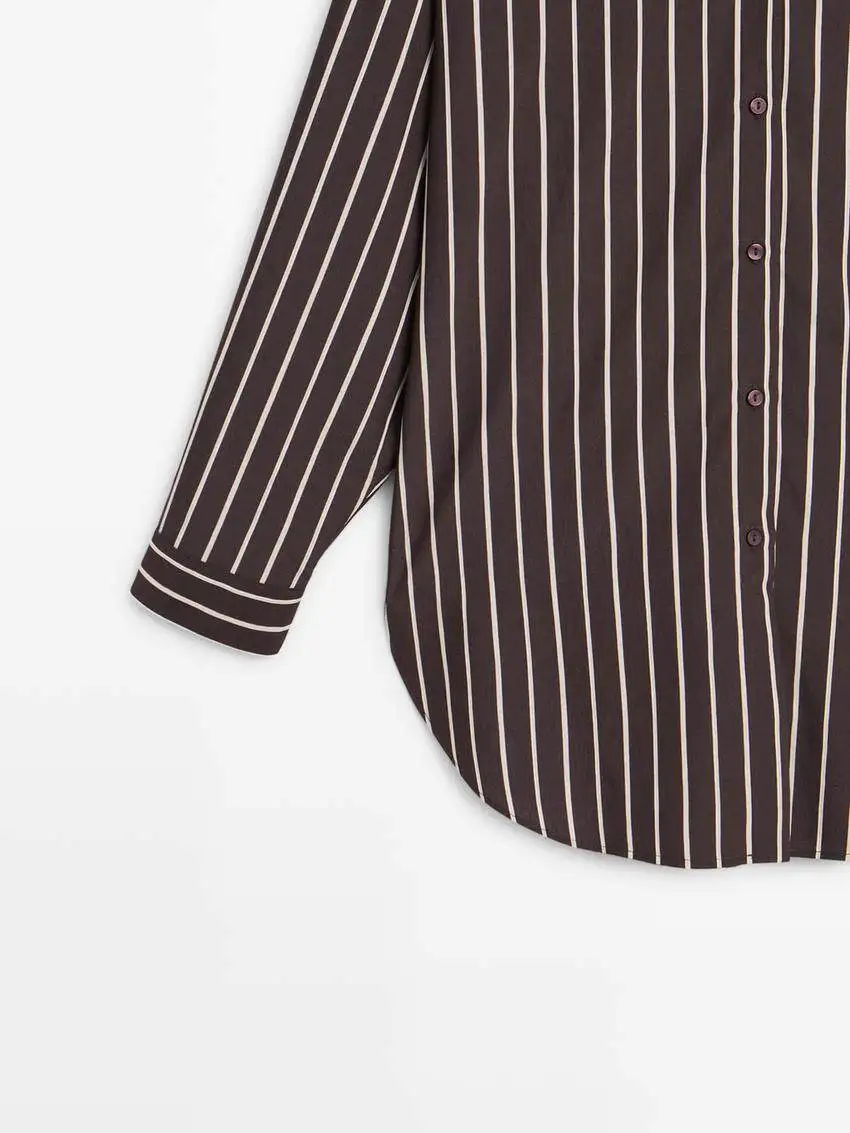 SuperAen Autumn Summer 2026 New Europe and America Style Stripe Shirts Long-sleeved Loose Shirt