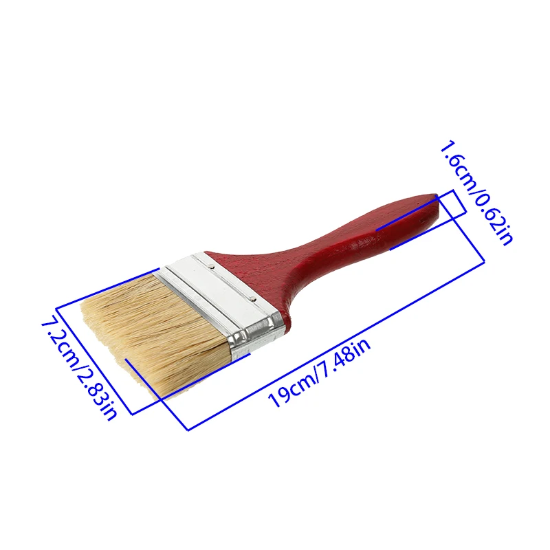 3-Zoll-Pinsel mit natürlichen Borsten und flacher Kante und Holzgriff, Wandbehandlungswerkzeug für Farbe, Lacke, Kleber