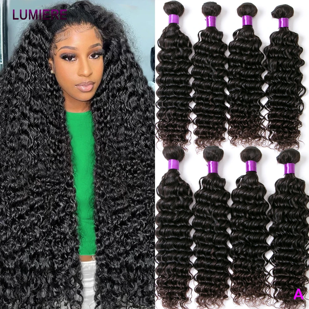 

30, 40 дюймов, пучки глубоких волн, необработанные пучки, бразильские девственные необработанные человеческие волосы, свободные вьющиеся пучки с глубокими волнами, наращивание волос