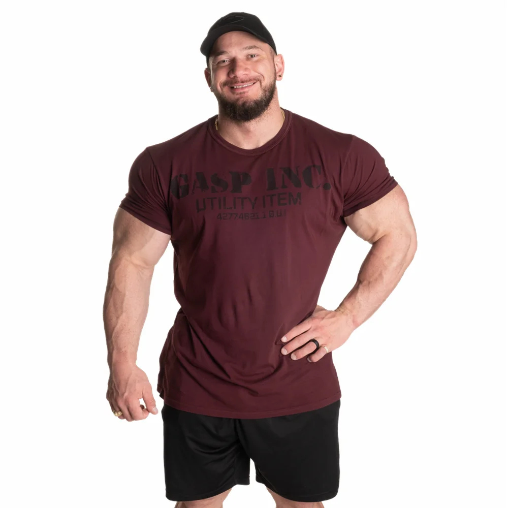 

GASP Summer Fitn Bodybuilding Training Slim Fit 3D Tailoring Sports Running Baskeall New Breathable ort Sve T-irt