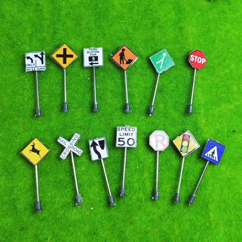 

1/64 Model Car Accessories Mini Traffic Signs Signposts Diorama