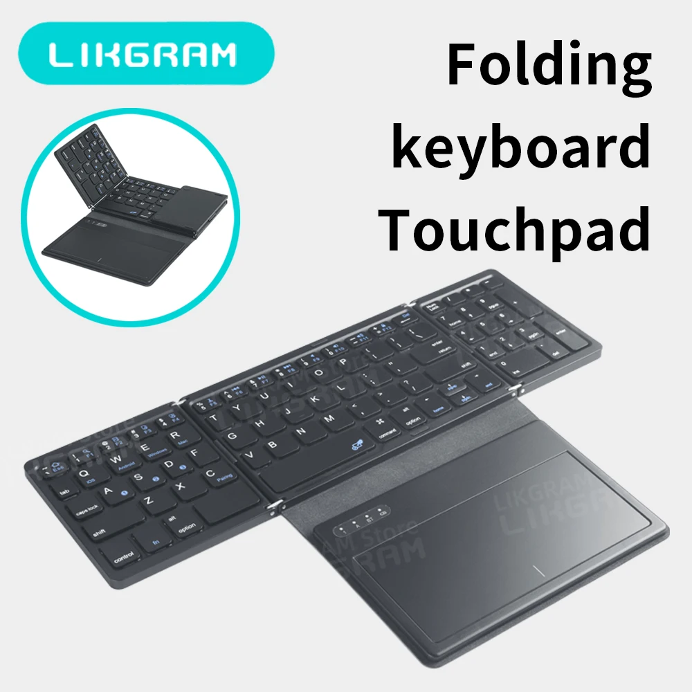 

LIKGRAM Folding keyboard with Touchpad wireless bluetooth slim portable silent support for mac os ios windows Andriod B055