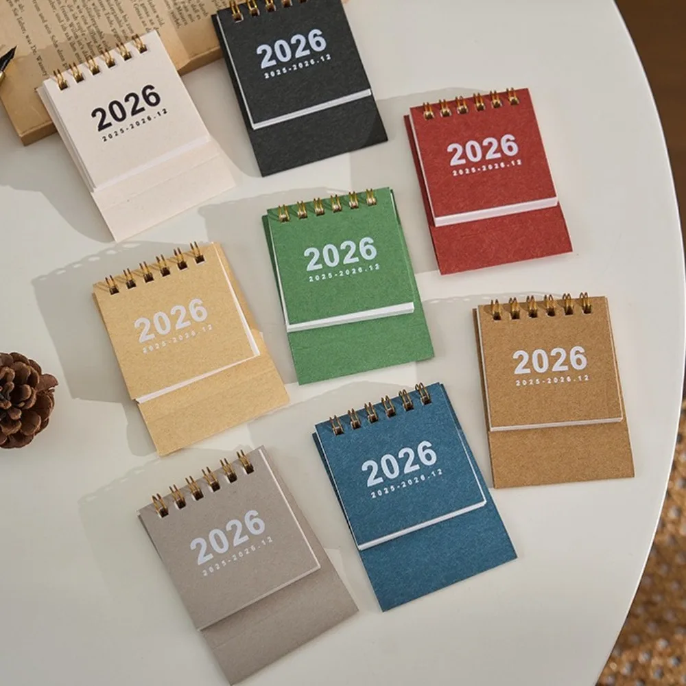 2026 Mini Simple Calendar Desk Calendar Creative Coil Calendar Planner Desktop Decoration Office Stationery Learning Planner