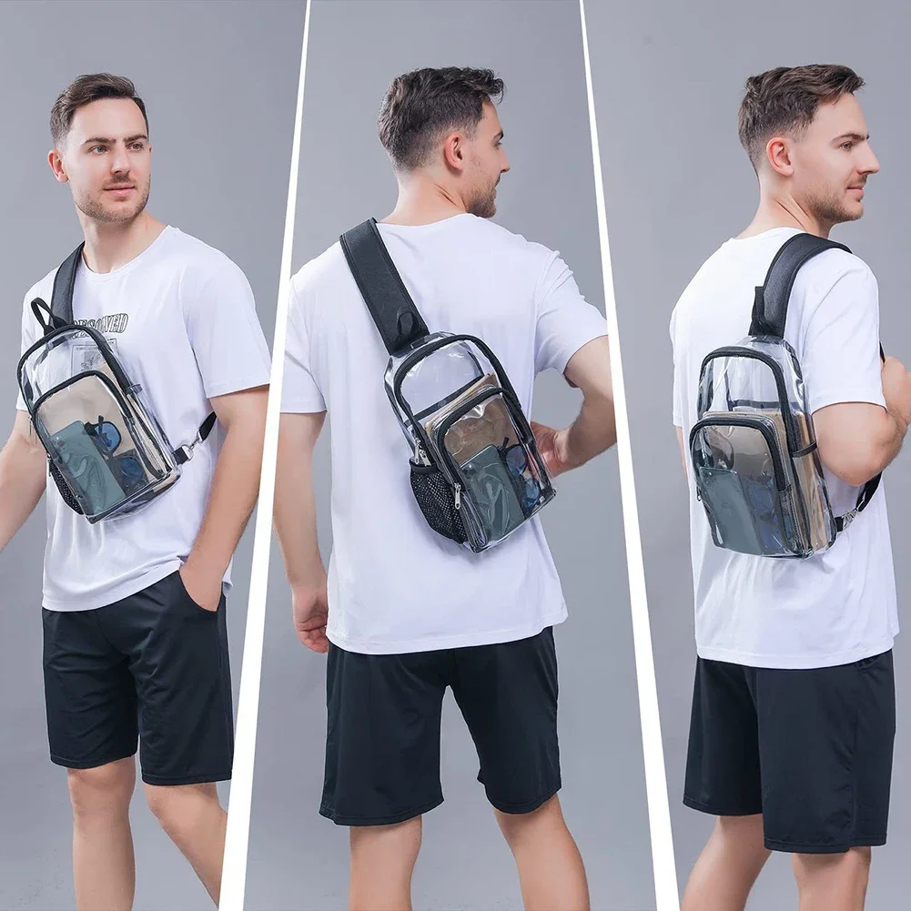 Transparent PVC Fanny Pack Bum Bag Stadium Approved Shoulder Bag Fashion Waterproof Casual Portable Simple for Weekend Vacation