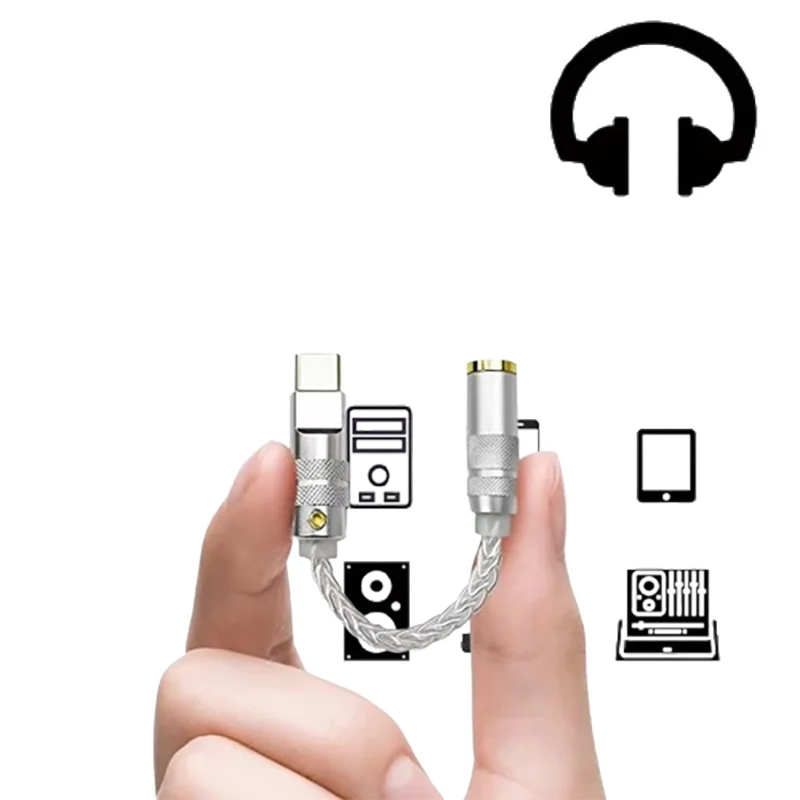 

Black Slim Portable High-Fidelity USB-C DAC Headphone Amplifier with Metal Enclosure CX31993 Adapter​