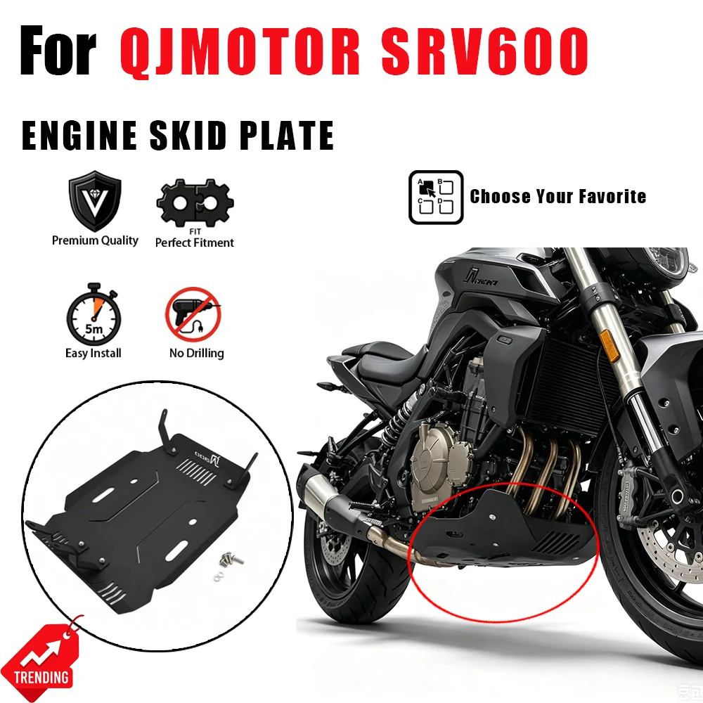 

For QJMOTOR SRV600 SRV 600 Flash 600 Motorcycle Engine Chassis Guard Cover Skid Plate Belly Pan Protector Bottom Plate Parts