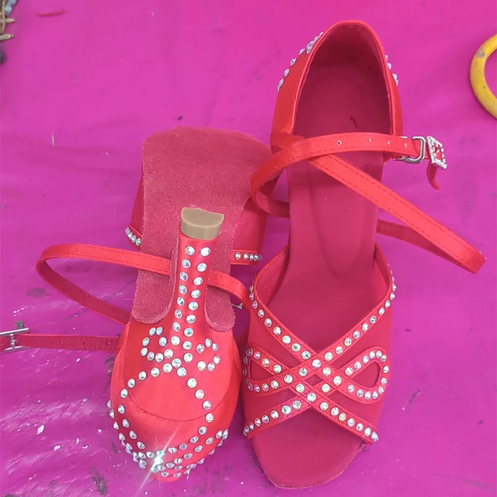 Zapatos de baile para mujer, zapatos de Tango, Salsa, baile latino, diamantes de imitación, sandalias para niñas, botas de baile para fiesta de