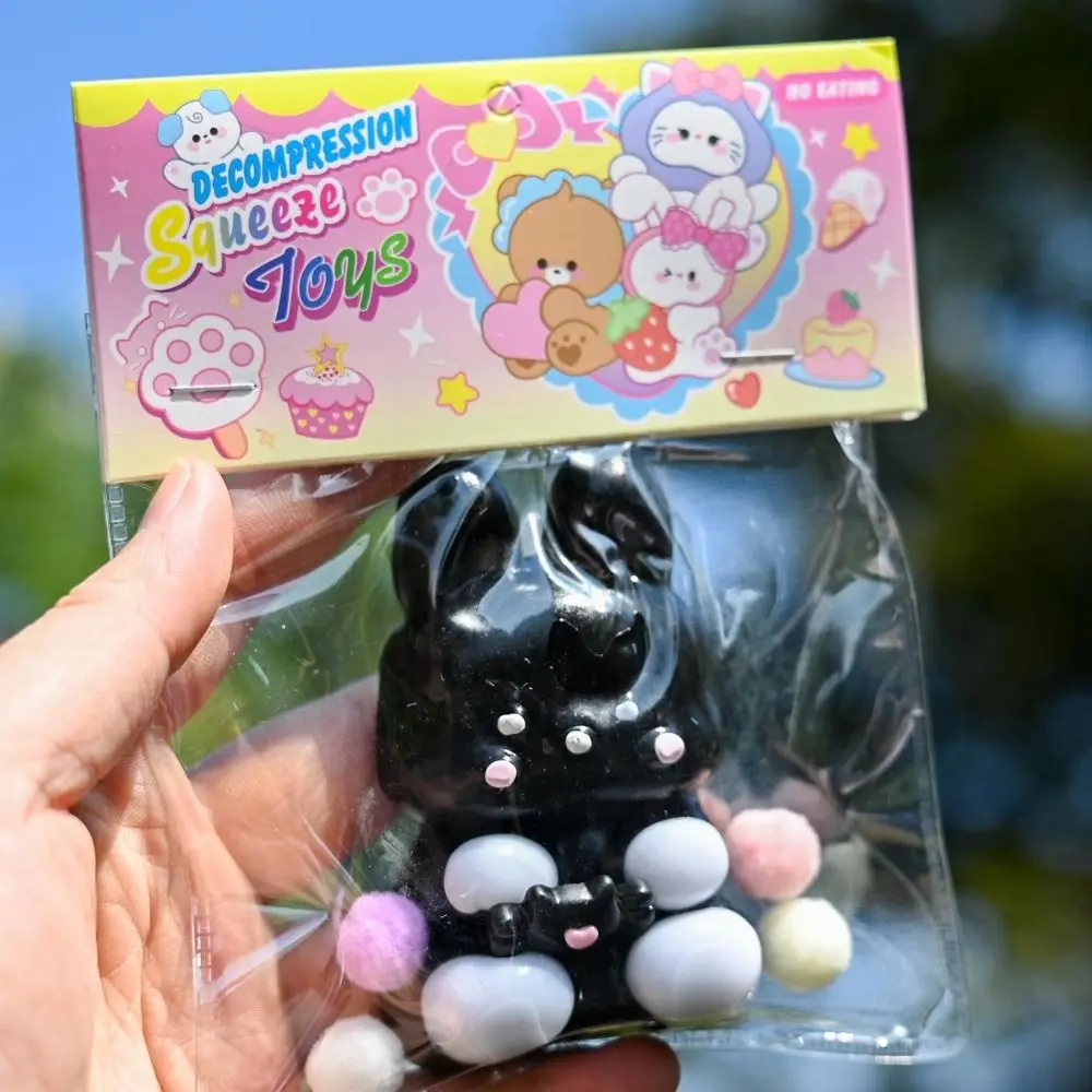 Criativo silicone preto gato squeeze brinquedo dos desenhos animados alívio do estresse tpr brinquedo sensorial ultra macio pitada descompressão 3d brinquedo fidget