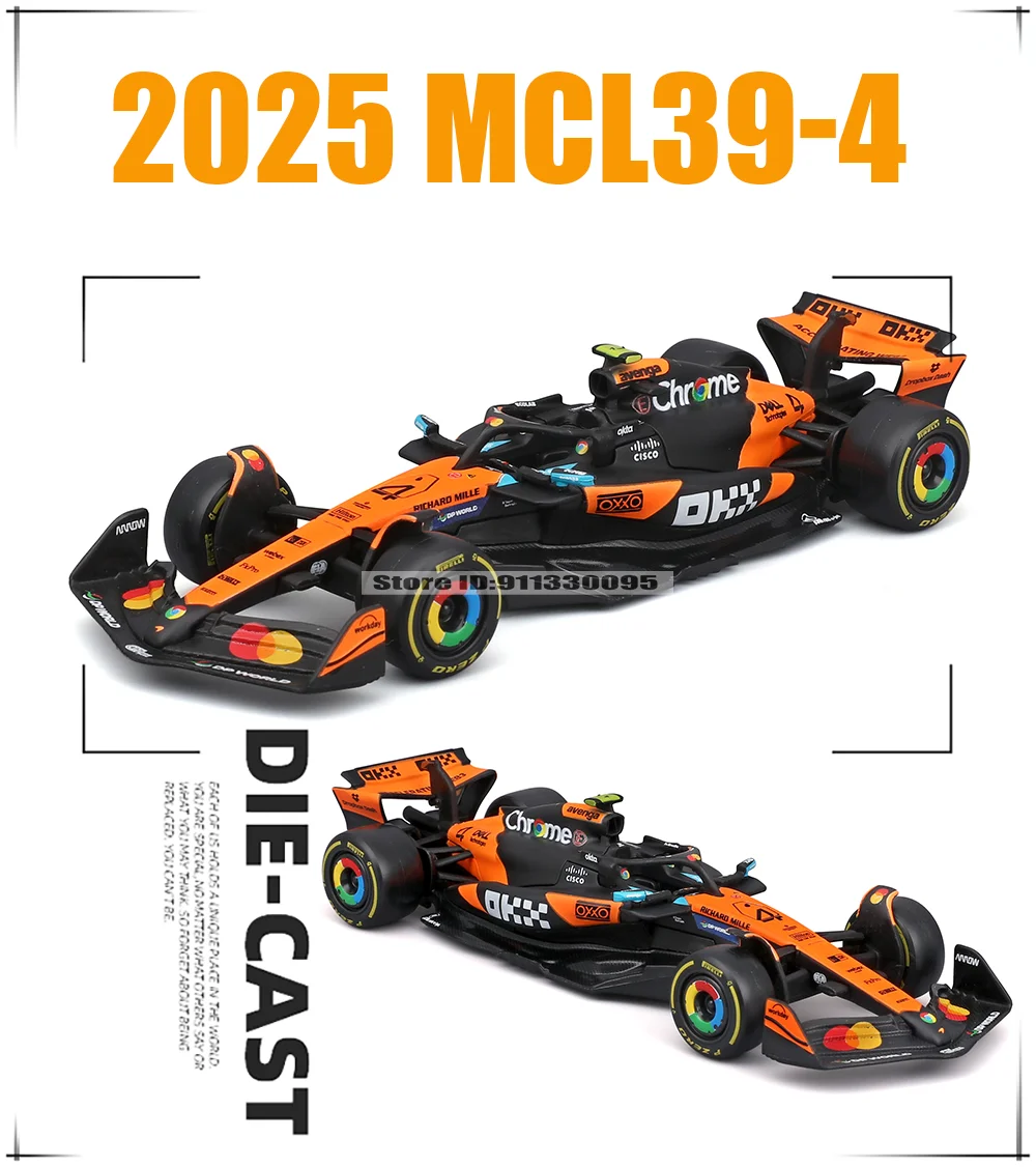 Bburago 1:43 2025 F1 McLaren MCL39 SF25 W16 RB21 A525 # 4 Lando Norris # 81 Oscar Piastri Legierungsauto Druckguss-Modell Spielzeug Sammlerstück – Detail 4