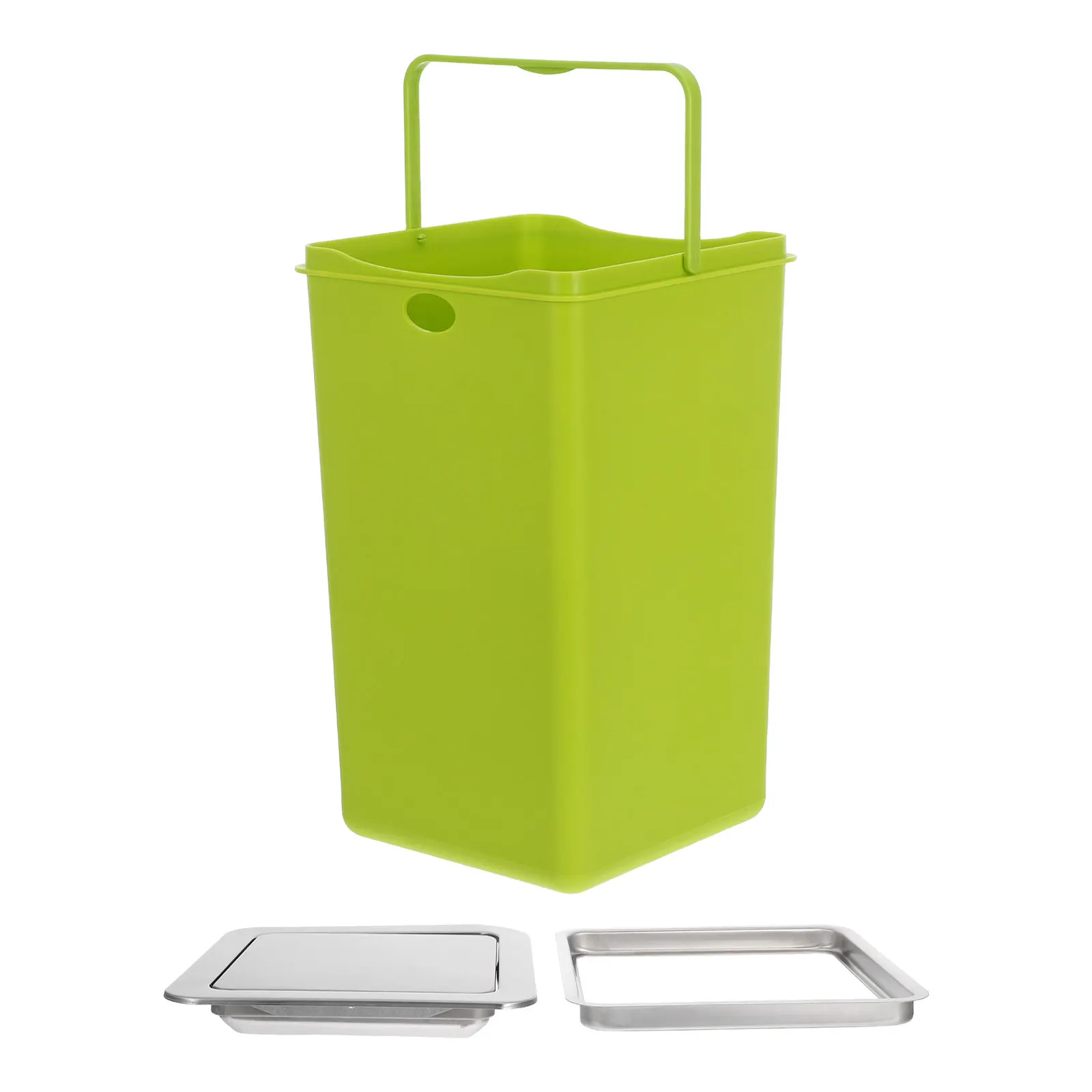 

1Set Embedded Countertop Garbage Bin Built-in Trash Can Swing Lid Modern Space-Saving Waste Cover Kitchen Bathroom Washroom