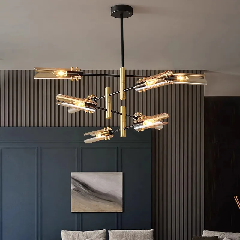 

Discount, Smoke Gray Glass Tube LED Pendant Light, lustre Dining Room, Living Room Home Ceiling Lighting Decorative Light,D87cm.