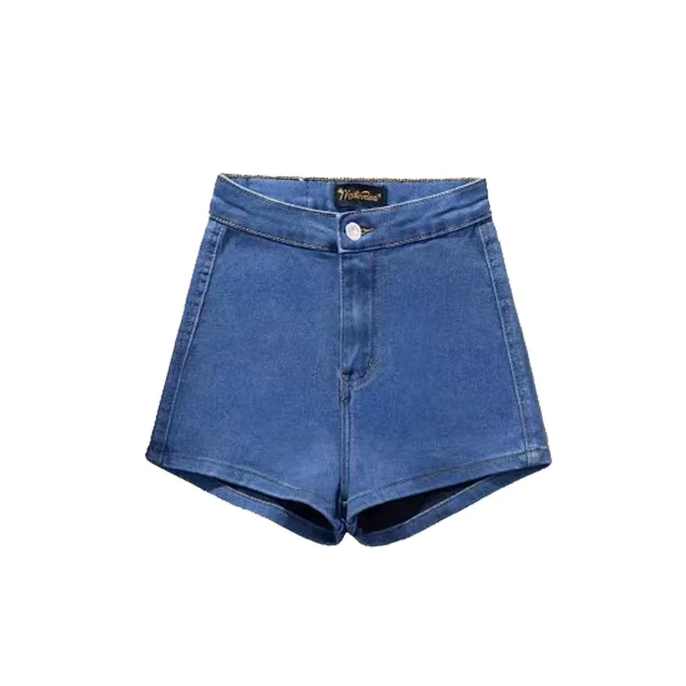 Shorts jeans de cintura alta com elástico feminino, jeans sexy e apertado nas nádegas, calça quente, verão, nova