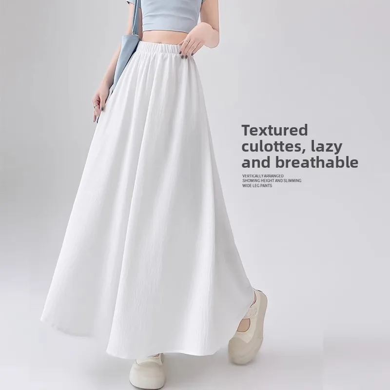 

Женские летние тонкие брюки-палаццо из фактурного ледяного шелка с высокой талией, струящиеся, повседневные, из бархатной ткани, в стиле байкерских брюк