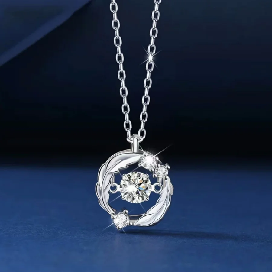 

Женское ожерелье из стерлингового серебра 925 пробы с перьями и цирконом — новый стиль, универсальное для японской и корейской моды