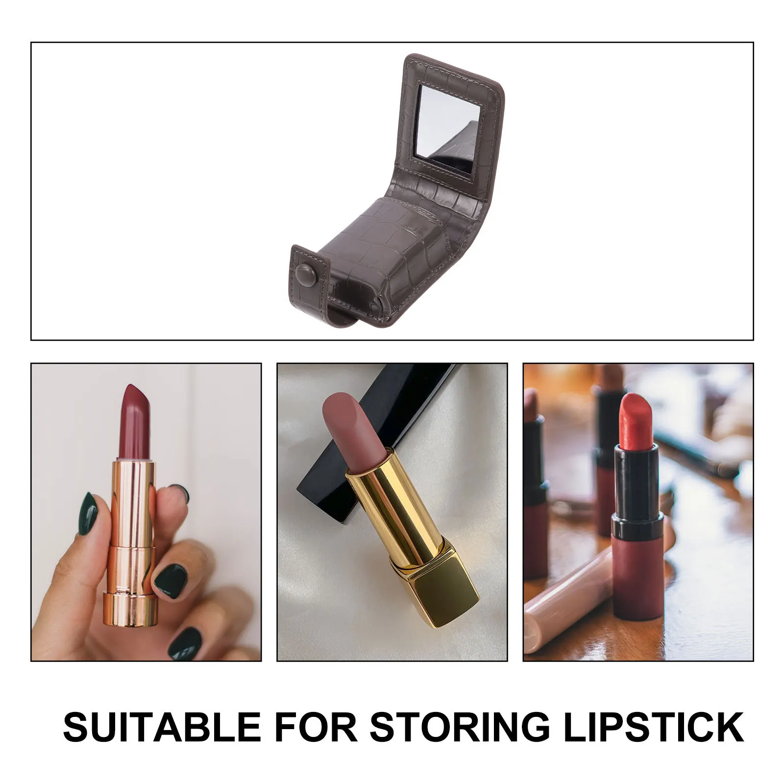 ที่ใส่ลิปสติกแบบกระเป๋าขนาดเล็กพร้อมกระจกในตัว ดีไซน์ปุ่มปิดที่ใช้งานง่ายสำหรับชุดลำลองและชุดทางการ
