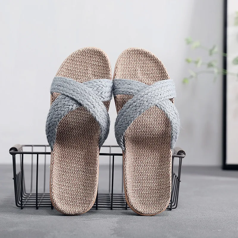 2023 new slippers men and women summer indoor breathable cotton linen couple slippers home comfortable slippers