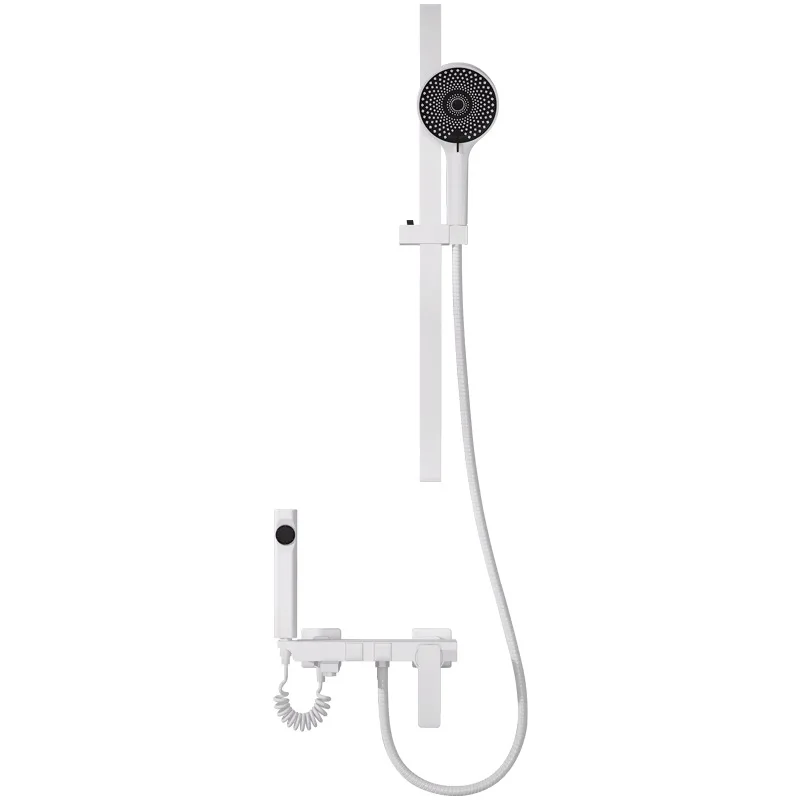 

Simple shower set, all copper white nozzle shower shower, hot and cold bathroom household, bath constant temperature shower
