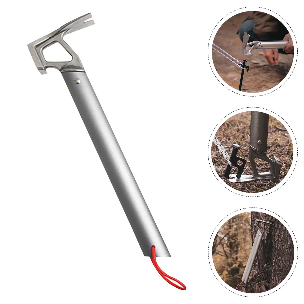 

Multifunctional Stainless Steel Tent Stake Lightweight Portable Camping Tool Outdoor Survival Hammer For Nail Pulling Drilling