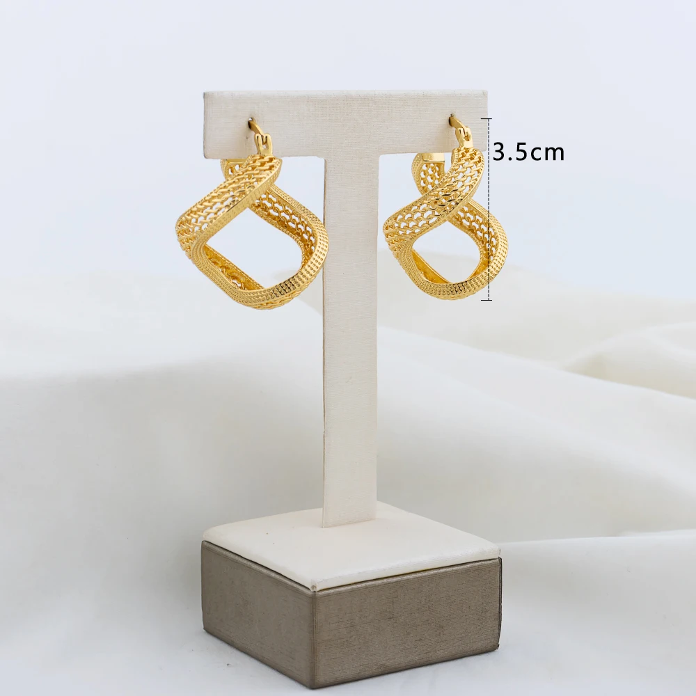 4set Gold Farbe Creolen für Frauen Exquisite Mode Runde Hohl-out Hochzeit Kupfer Ohrringe Engagement Schmuck Zubehör – Detail 18