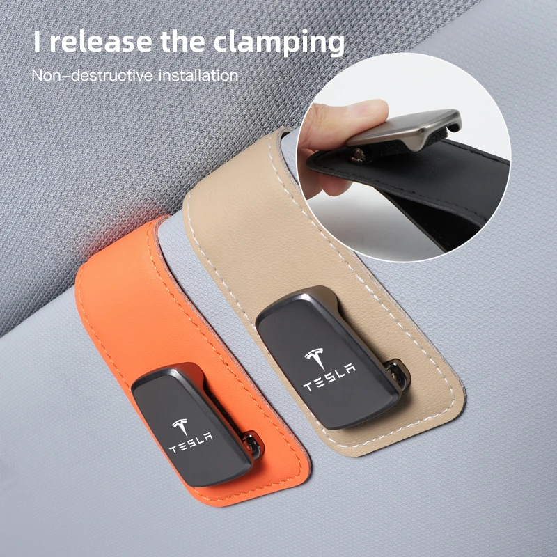 Car Interior Sun Visor Sunglasses Clip Eyeglasses Holder For Tesla SpaceX Model 3 Y S X Cybertruck Juguete Roadster Coil Bonina