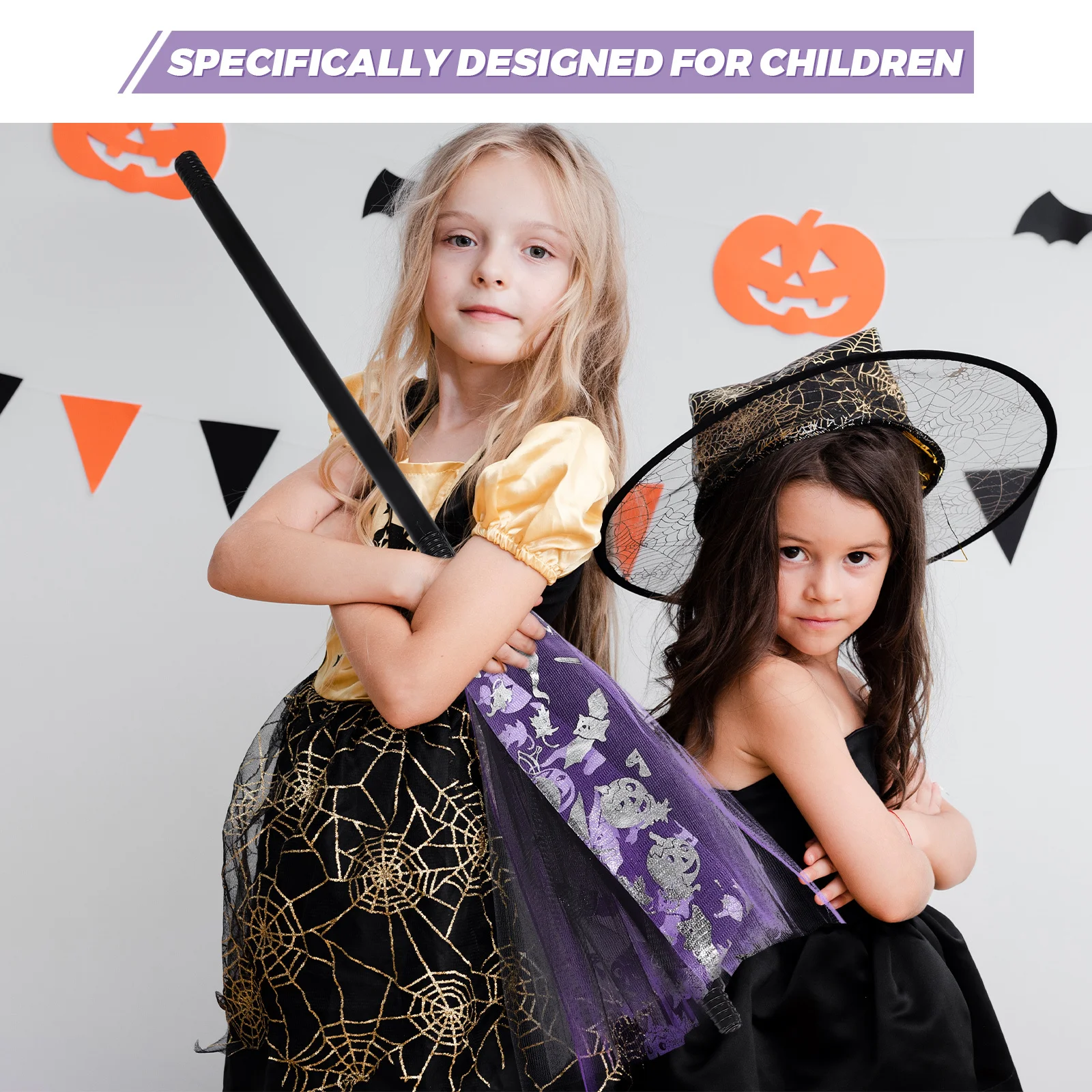 Halloween Witch Detachable Kids Broomstick For Party Decor Witch Flying Broom Mini Ornament Cosplay Prop Toddler Broom Play