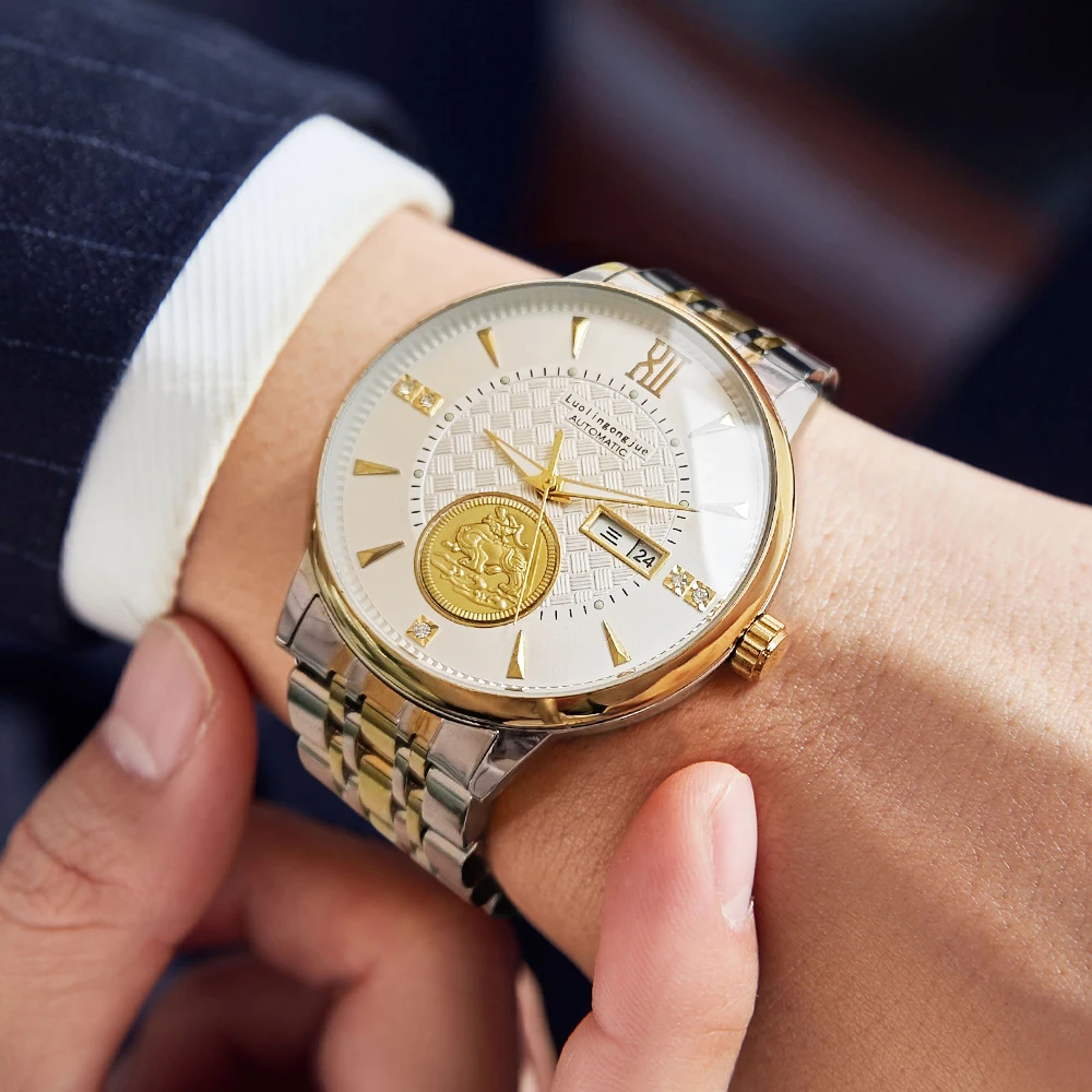 European and American Style Luxurious Business Hollow-Out Automatic Mechanical Watch for Men, High-Value Light Luxury Fashion Casual Simple Stylish Handsome Watch for Men, Brand Luxury Watch