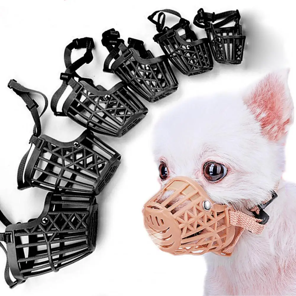 Pet Dog Muzzle with Japanese Buckle Adjustable Mouth Cover Plastic Pet Muzzle Anti-Barking Secure Mouth Guard Pet Supplies