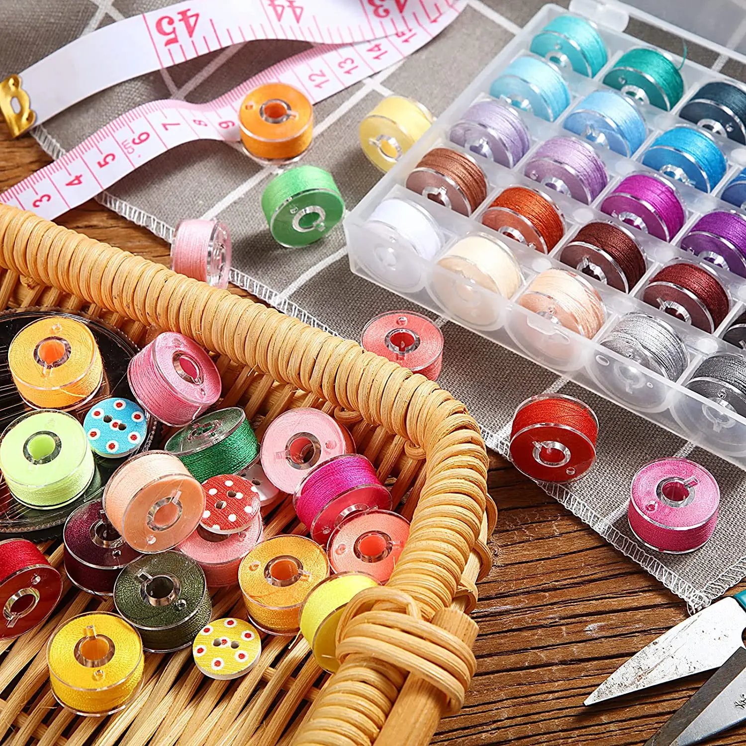 25Pcs Clear Sewing Machine Bobbins Spools Empty Bobbins Spools Plastic Storage Box For DIY Embroidery Home Sewing Accessories