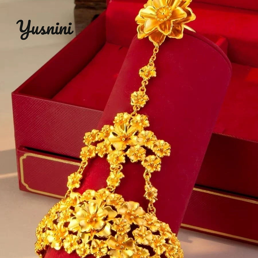 أزياء الشرق الأوسط دبي 24K مطلية بالذهب خاتم مخصص سوار لمجموعة مجوهرات الزفاف العشاق DD10791