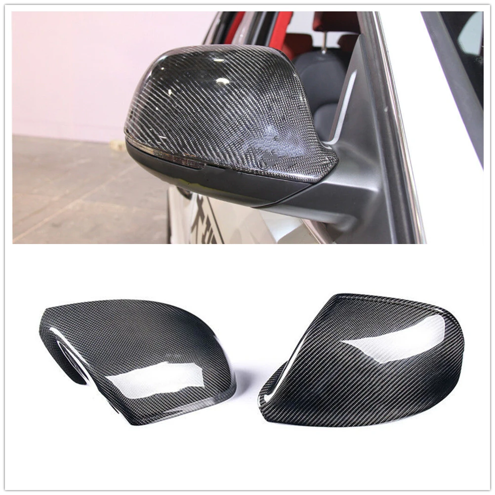 Carbon Fiber Car Exterior Mirror Cover Rear View Case Reverse Cap Shell Replacement w/ Side Assist For Audi Q5 SQ5 Q7 2009-2016