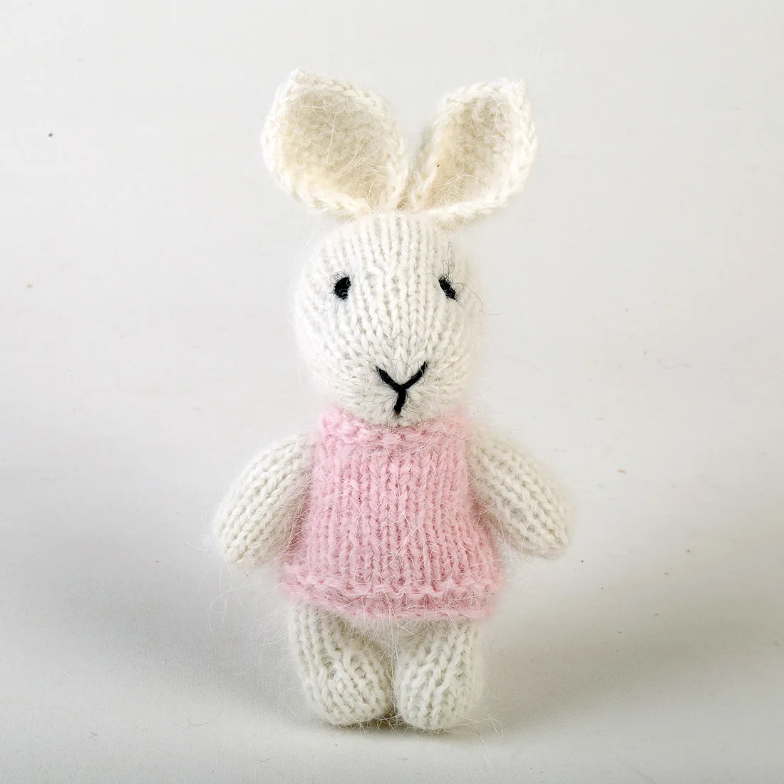 Handmade Knitted Rabbitn  Toy Newborn Photography Props Crochet Mohair Stuffed Animal Doll Photo Shoot Prop