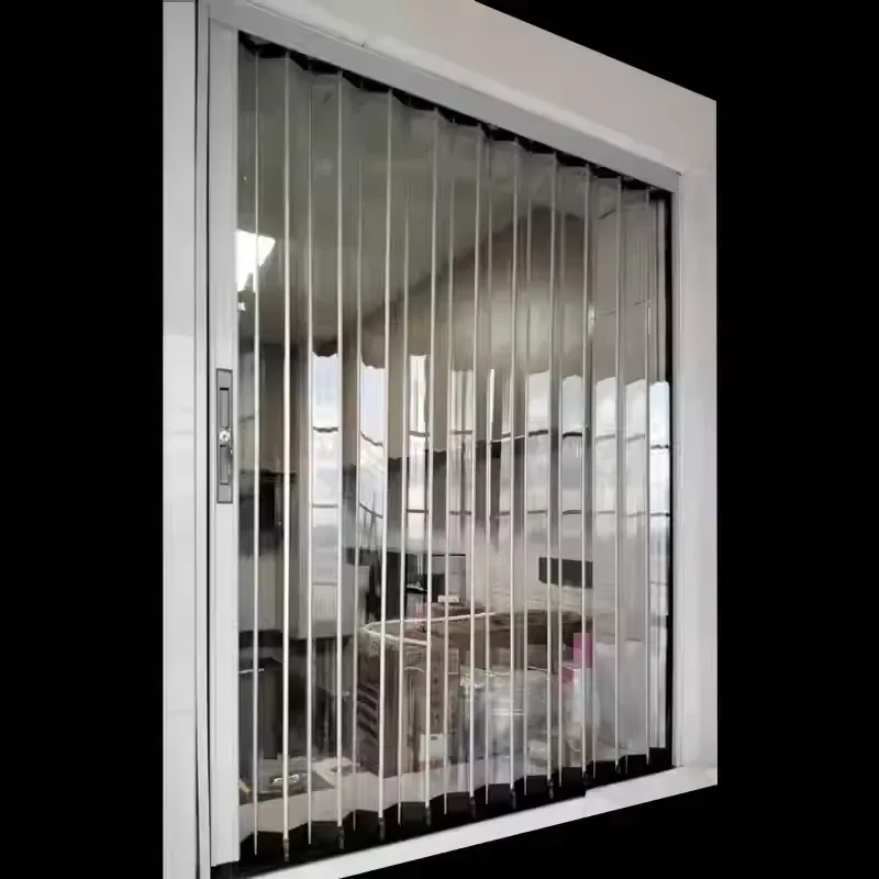 for Transparent Polycarbonate Folding Door Aluminum PVC Finish Modern Style for Garages Villas Kitchens Electric Side Opening