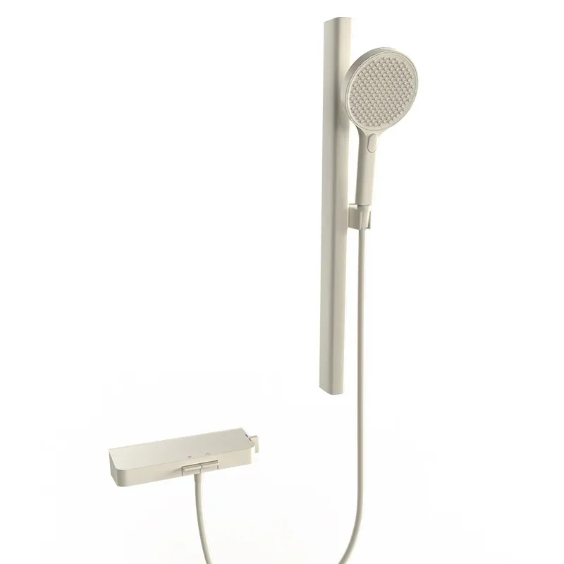 

HS218 milk white gun gray simple shower set, household all-copper piano key shower bath split type