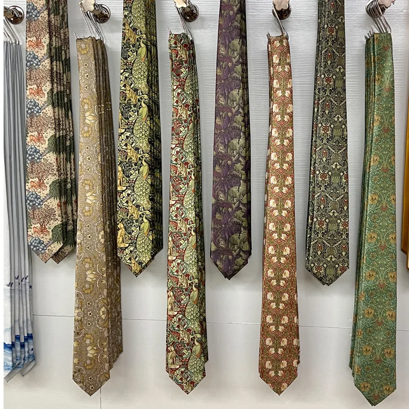 Męski krawat w stylu Vintage, drukowany wzór kwiatowy 8cm, krawat dla mężczyzn, koszule ślubne, akcesoria imprezowe odzież na co dzień Retro krawat