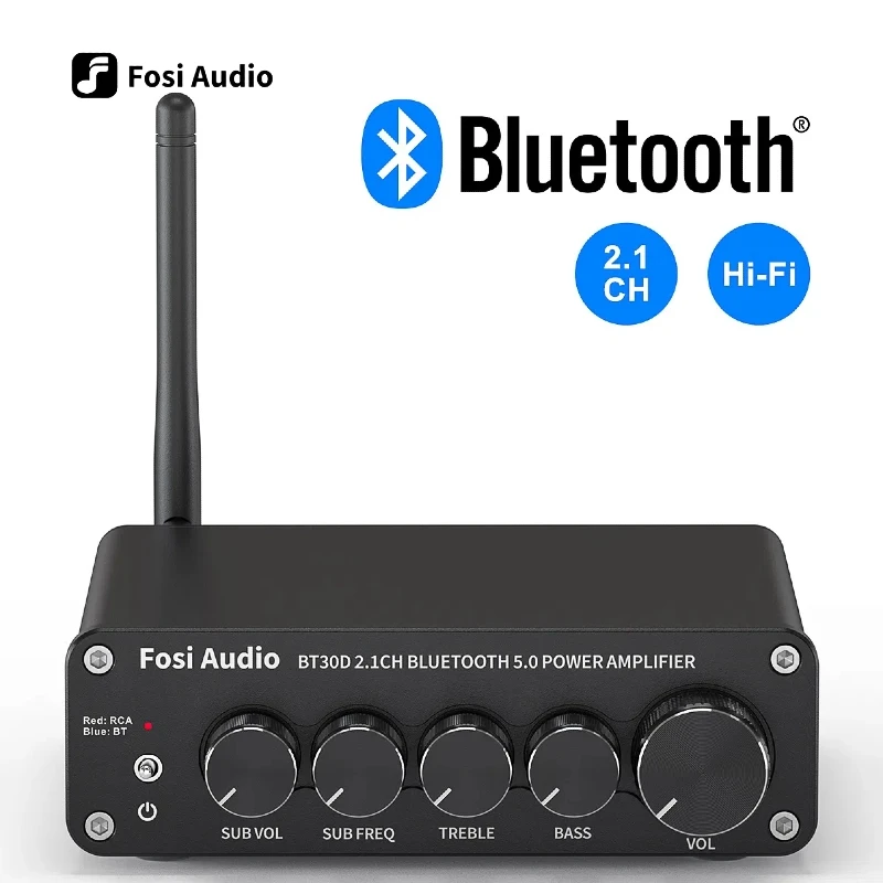 

Fosi Audio BT30D Bluetooth Sound Power Amplifier 2.1 Channel Bass & Treble Control Amp Audio Subwoofer 100W + 50W x2