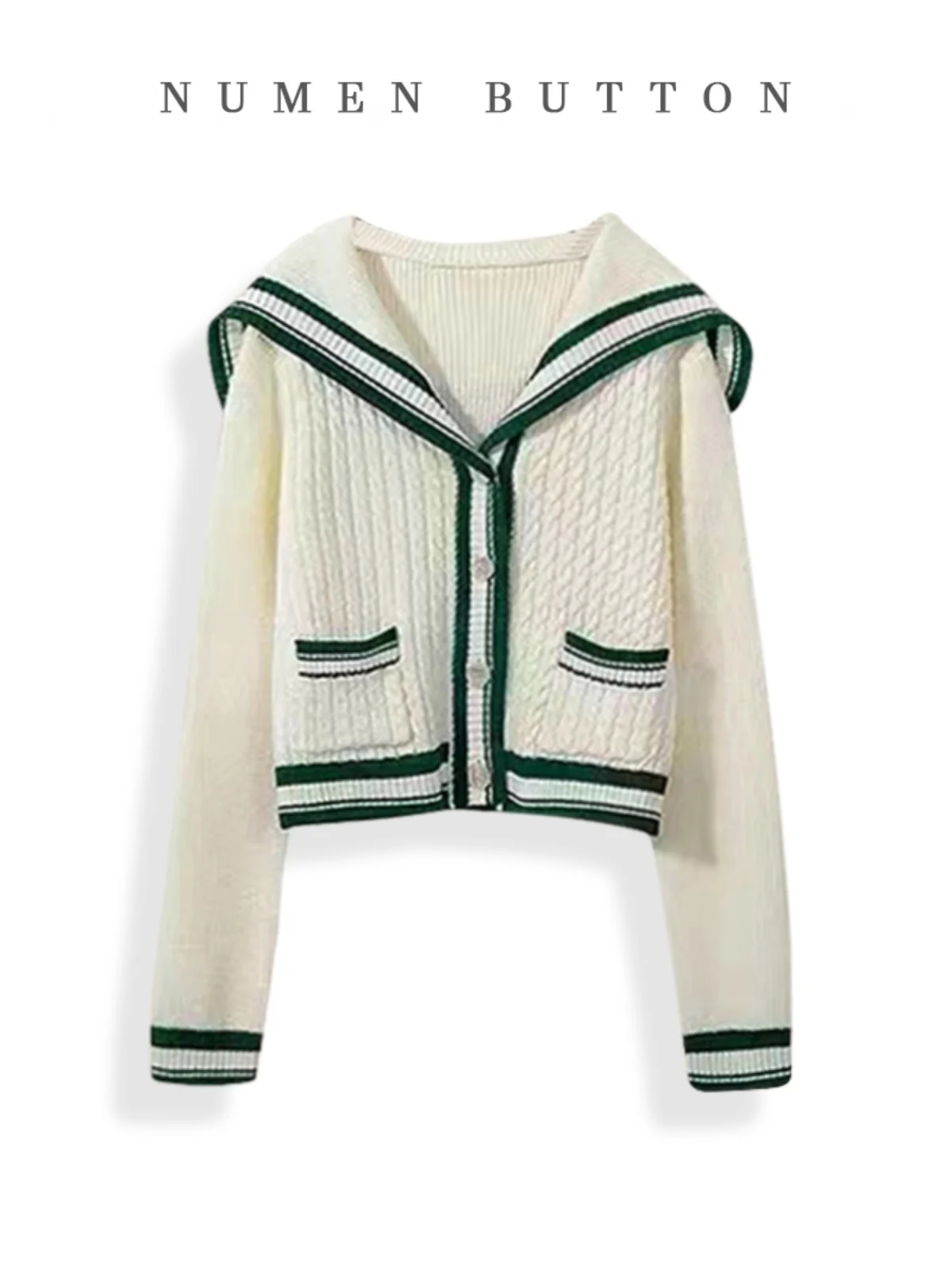 

Retro Japanese Sle Knitted Cardigan Sweater Women's Loose Outerwear ort Navy Collar Autumn New Faion Warmth V-Ne Long...