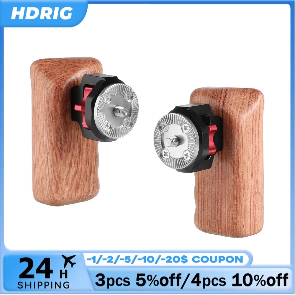 HDRIG Universal Wooden Handgrip With M6 Rosette Connection For Camera Cage Kit (A Pair)