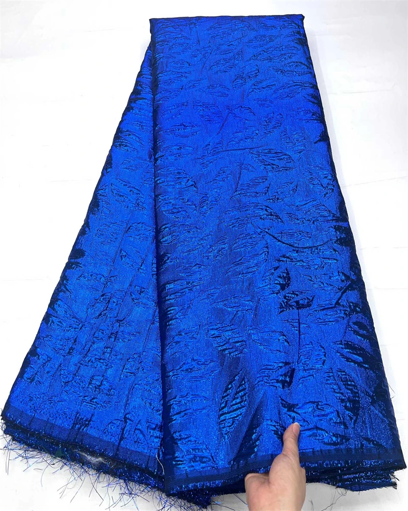 Tela de encaje Jacquard brocado africano dorado Damasco nigeriano de alta calidad para boda diseño único y elegante