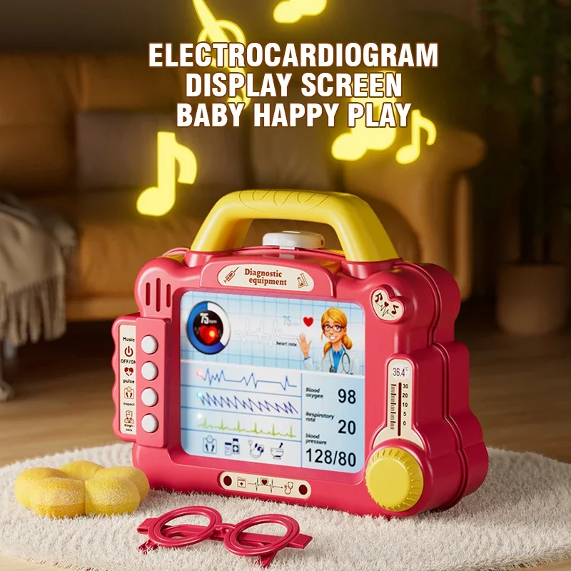 Médico brinquedos jogar conjunto simulação máquina de ultrassom egc tela kit médico som luz brinquedo para crianças plástico fingir jogar