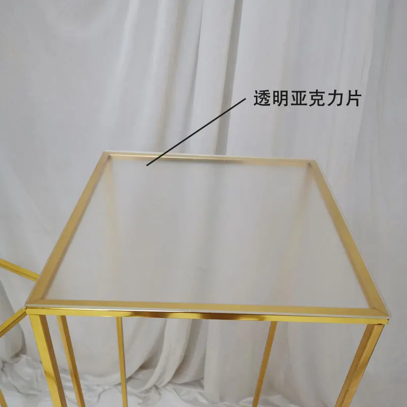 Wedding Arch Gold-Plated Geometric Flower Stand Home Decoration Shiny Metal Iron Rectangle Square Frame