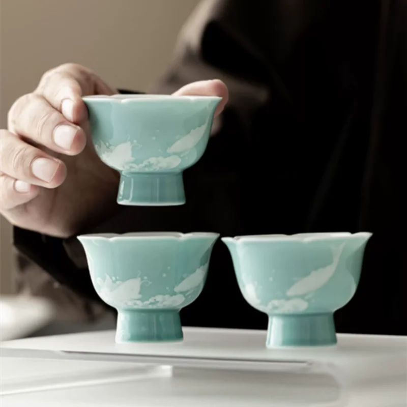

1 Pc Chinese Vintage Ceramic Tea Cup Handmade Porcelain Tea Bowl Household Teacup Personal Meditation Cup Travel Teaware 35ml
