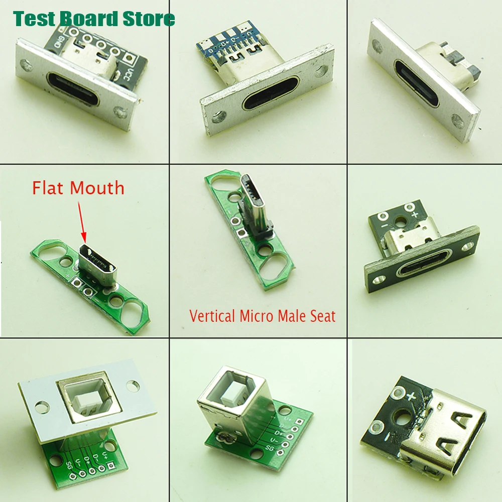 Test Board 1pcsTYPE-C Female Fixing Hole Android MicroUSB Male And Female Data Line Interface 3.1 Female PCB