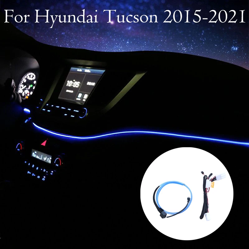 Car Interior LED Dashboard Frame Trim Atmosphere Light EL Wiring Neon Strip Ambient Lamp Decorative for Hyundai Tucson 2015-2021