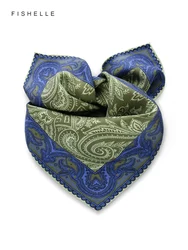 Retro green printed natural silk small square scarf men' hijab women's spring autumn scarves adults headscarf luxury gifts