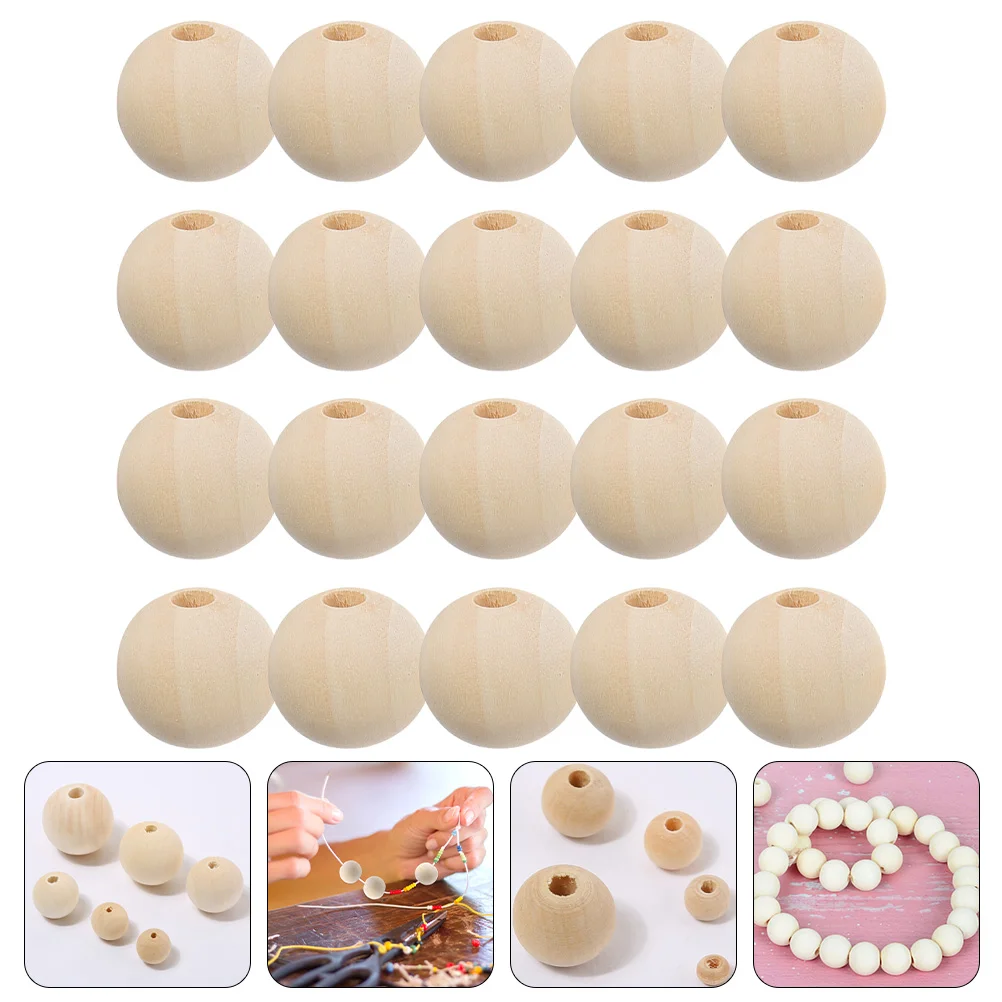 100 Pcs Hole Wooden Beads Pearl Macrame Accessories Loose Charm Making Necklace Charms Garland DIY for Crafts Natural