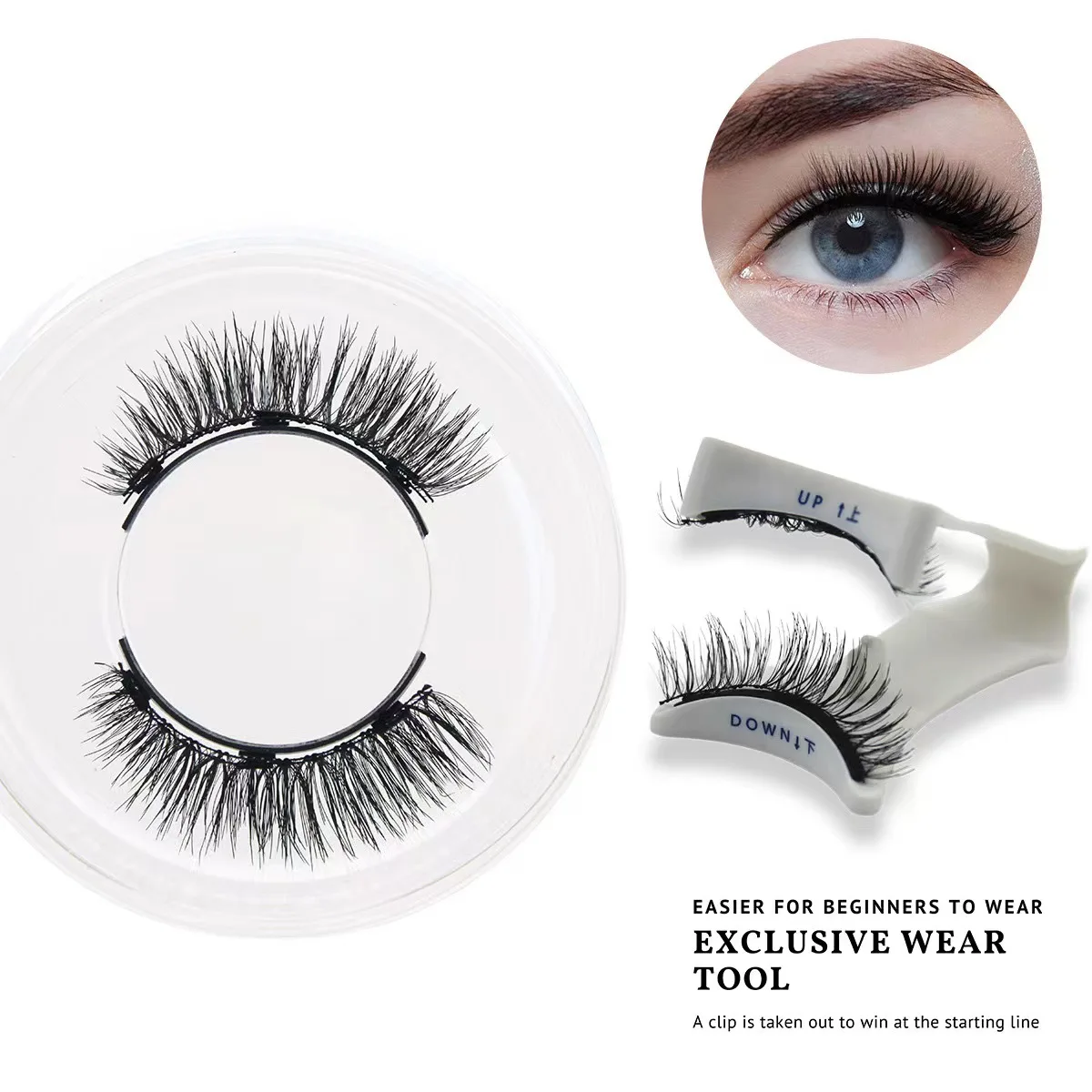 magnetic false eyelashes gift box set, magnetic glue-free eyelashes cross-border thick 2 pairs of large-capacity eyelashes