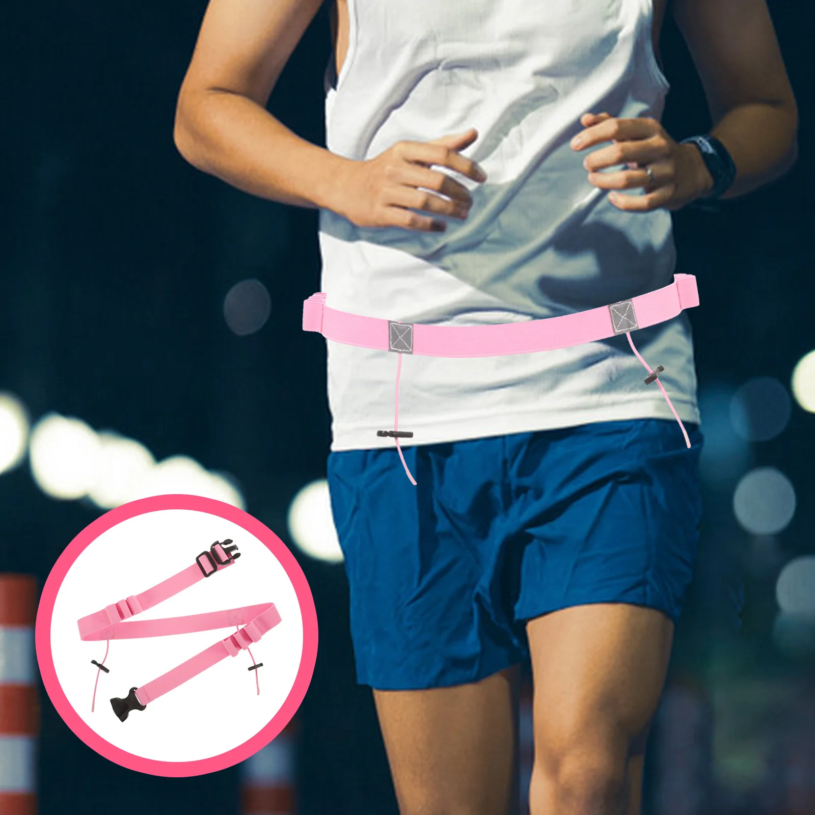 

Reflective Running Bib Holder Durable Lightweight Reusable Competition Waistband for Outdoor Running