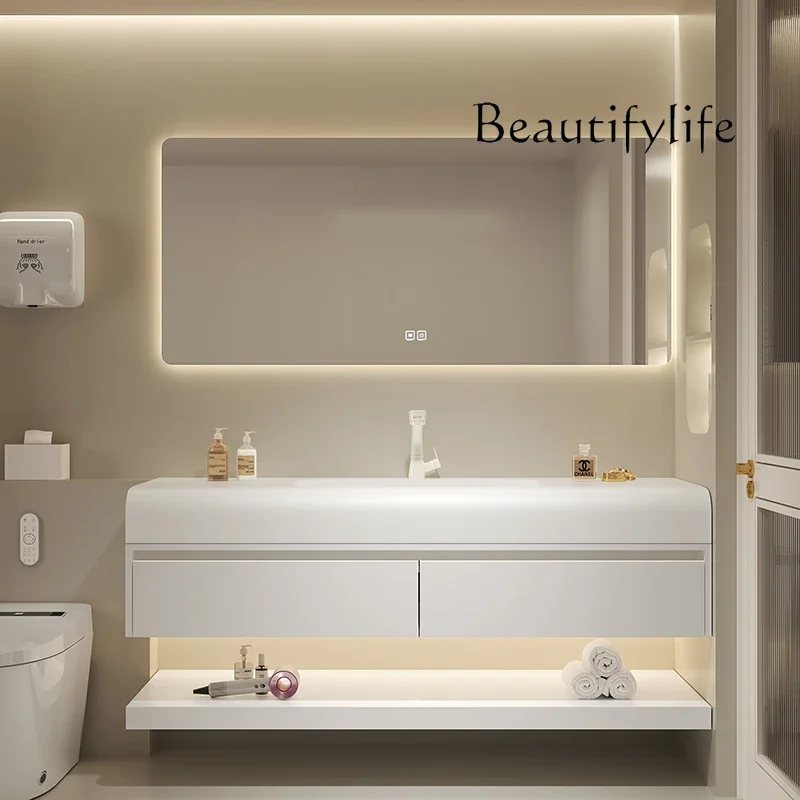 combination solid wood washstand high-end designer  Cream wind integrated basin oak bathroom cabinet