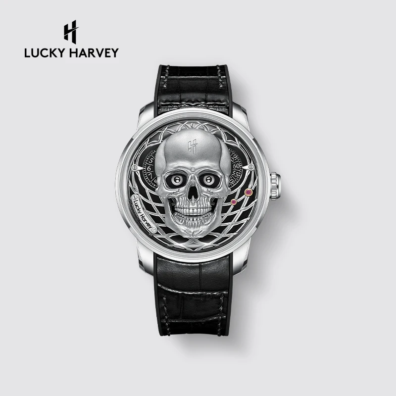 

Lucky Harvey Craft Master Series Череп, движущаяся пара, автоматические механические часы, сапфировые часы ограниченной серии для мужчин